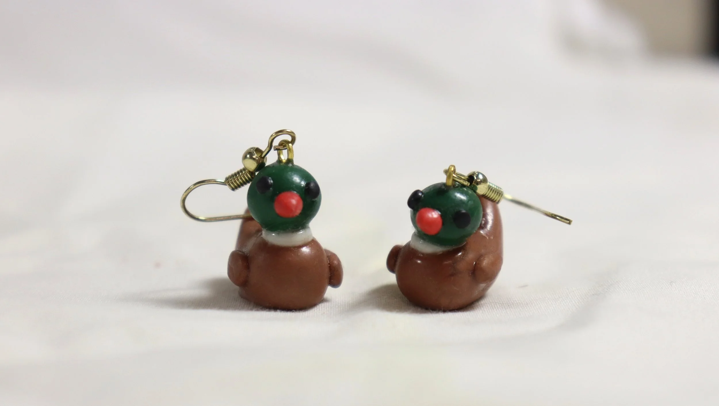 Handcrafted Polymer Clay Duck Earrings