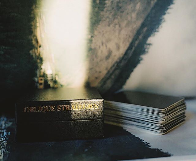 A helpful friend when you are in a creative rut. Brian Eno and Peter Schmidt designed a pack of cards in 1975 called Oblique Strategies. Each card has a suggestion or course of action to help in creative situations. I pulled one today as I was prepar