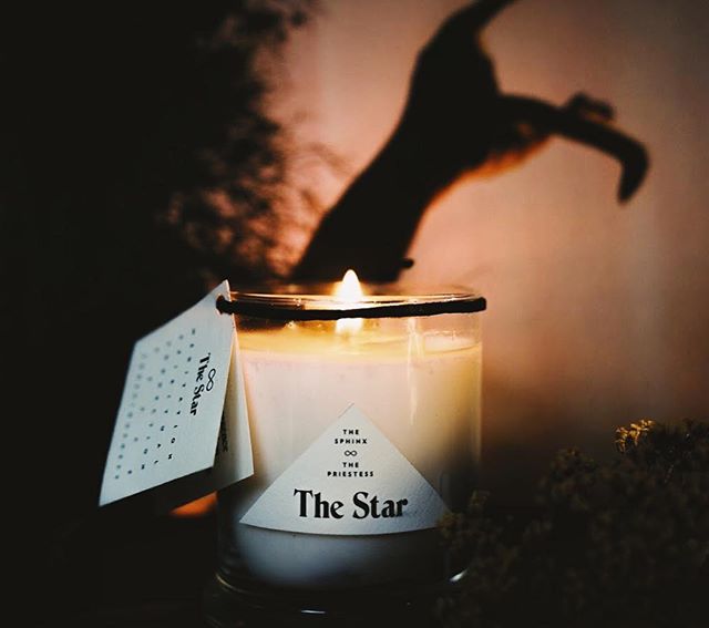 Another helpful friend when waiting for inspiration: @sphinxandpriestess &lsquo;s The Star candle. Each of their candles align with phases of the moon and come with a charged crystal and a mantra to help bring your vision into being. I picked my cand