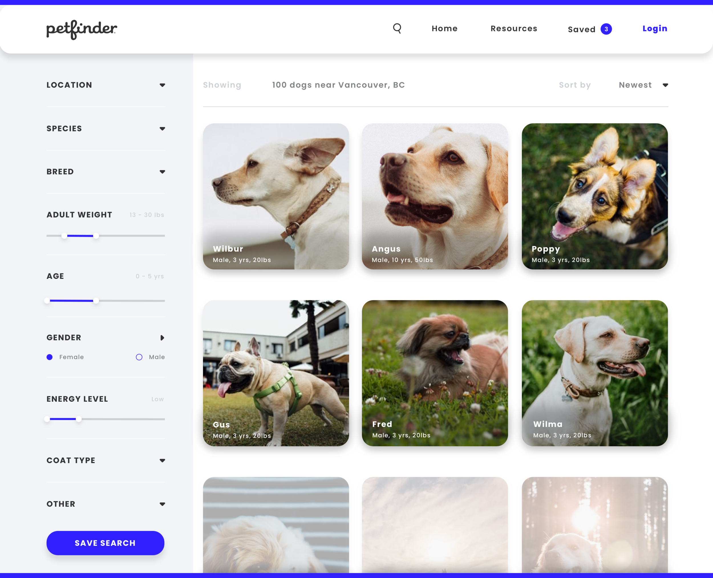 petfinder advanced search