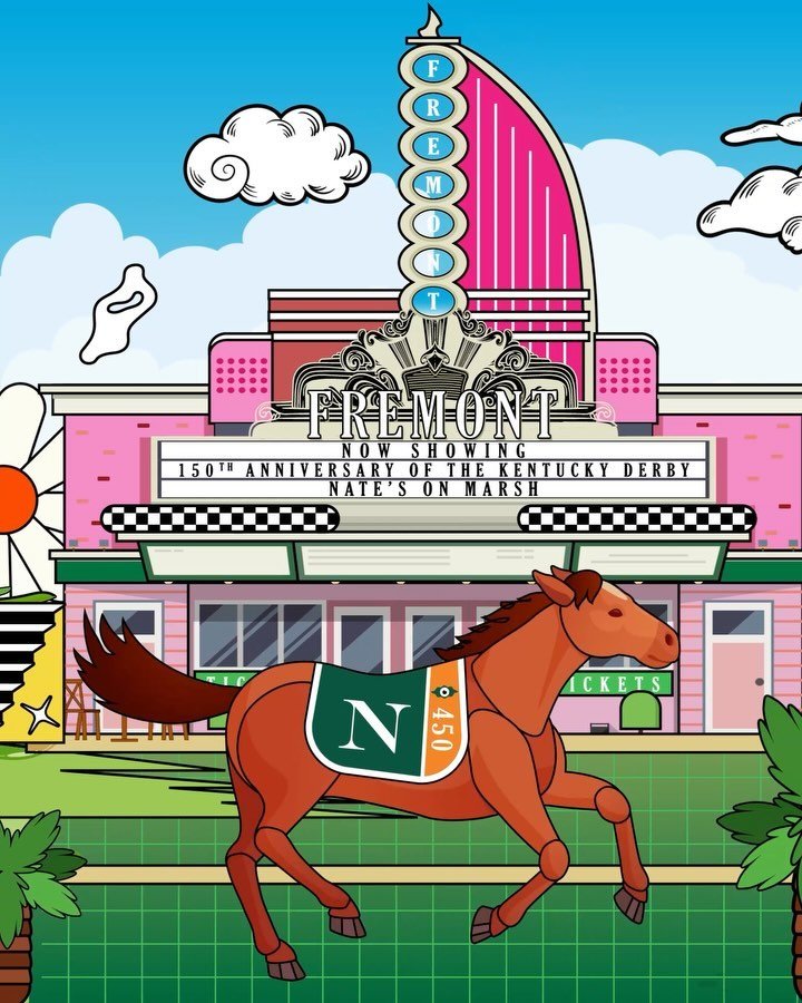 Fresh Illustration &amp; Animation for @natesonmarsh hosting &amp; celebrating 150th anniversary of The Kentucky Derby 🐴☀️🍃
Taking inspiration from streets of San Luis Obispo, swipe to the see the real surroundings vs illustration. 🏡🌞💥

#nahdarp