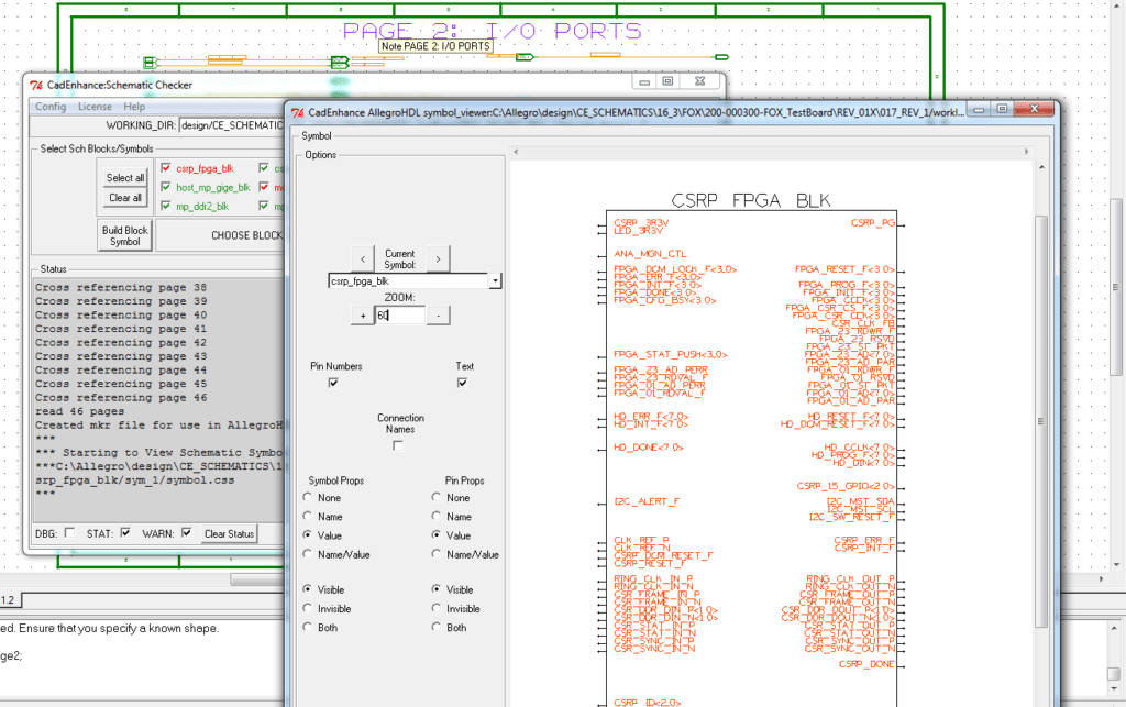 Schematic Checker shows a hierarchical block built using the port layout on the schematic page.