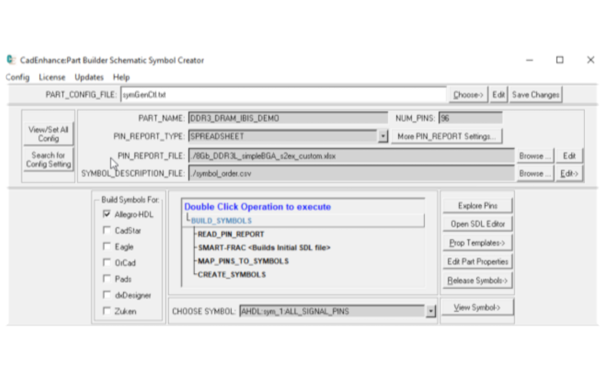 Load spreadsheet PinList into CadEnhance PartBuilder to build symbols