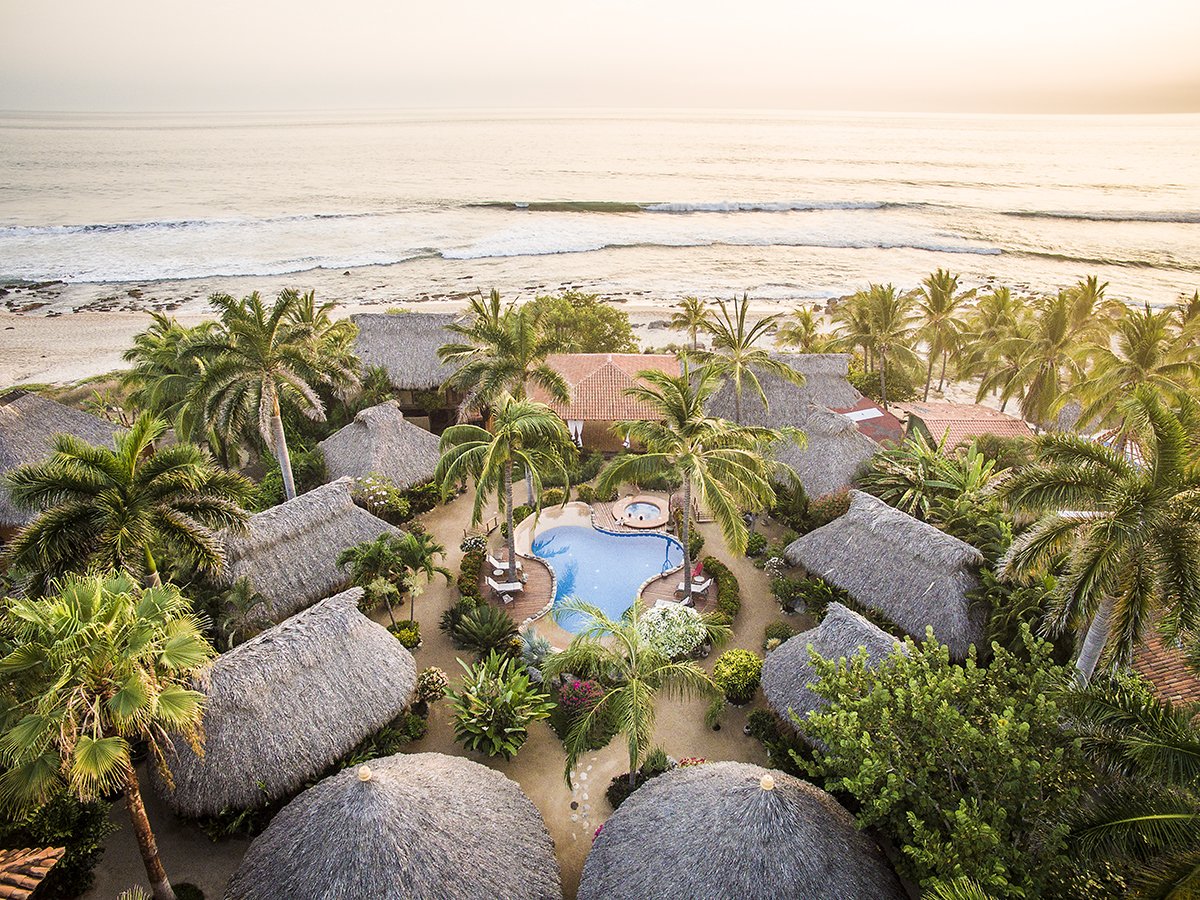 Present Moment Retreat | Boutique Hotel | Spa Resort |Yoga Retreat | Restaurant | Playa Troncones | Guerrero Mexico | | From the Sky | Drone View | Bungalows | Yoga Platform.jpg