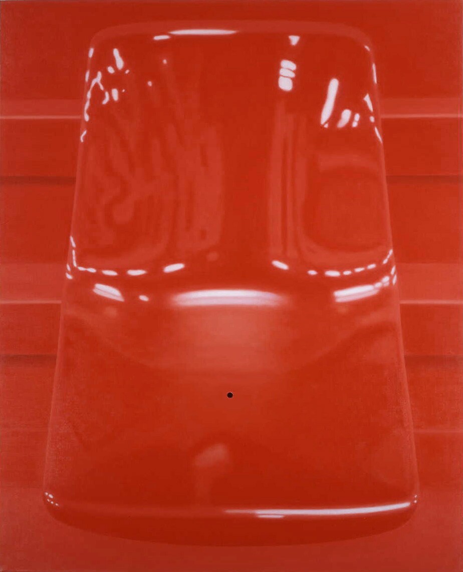 Siège rouge, Huile sur toile, 100 x 81 cm, 1997.