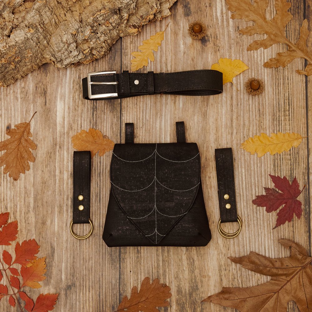 Chocolate Brown Leaf Leather Belt Bag Set — Leafling Bags