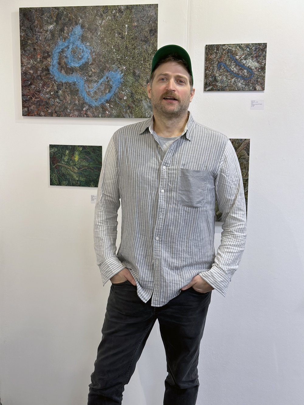  Nick Fox with his work at Vane’s booth at the Encounters section of London Art Fair, 2024 