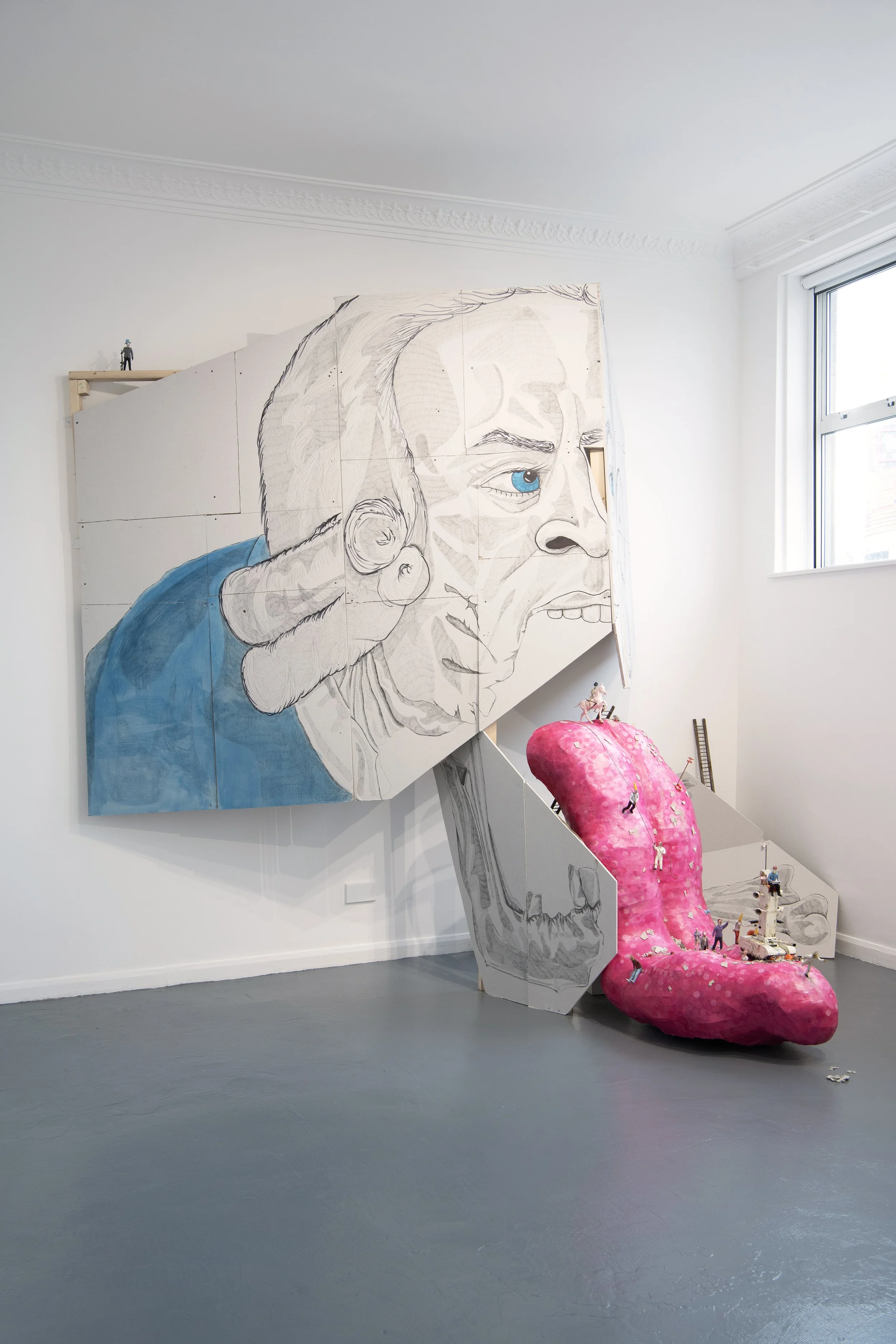  Peter Hanmer, Paul Raymond, Stuart Mel Wilson, Exquisite Descent, 2025, mixed media, dimensions variable. Photo: Colin Davison 