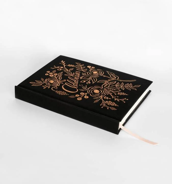 Adressbuch | mit Register | mit Lesezeichenbändchen | Leinencover mit Rosefoliendruck | Rifle Paper
