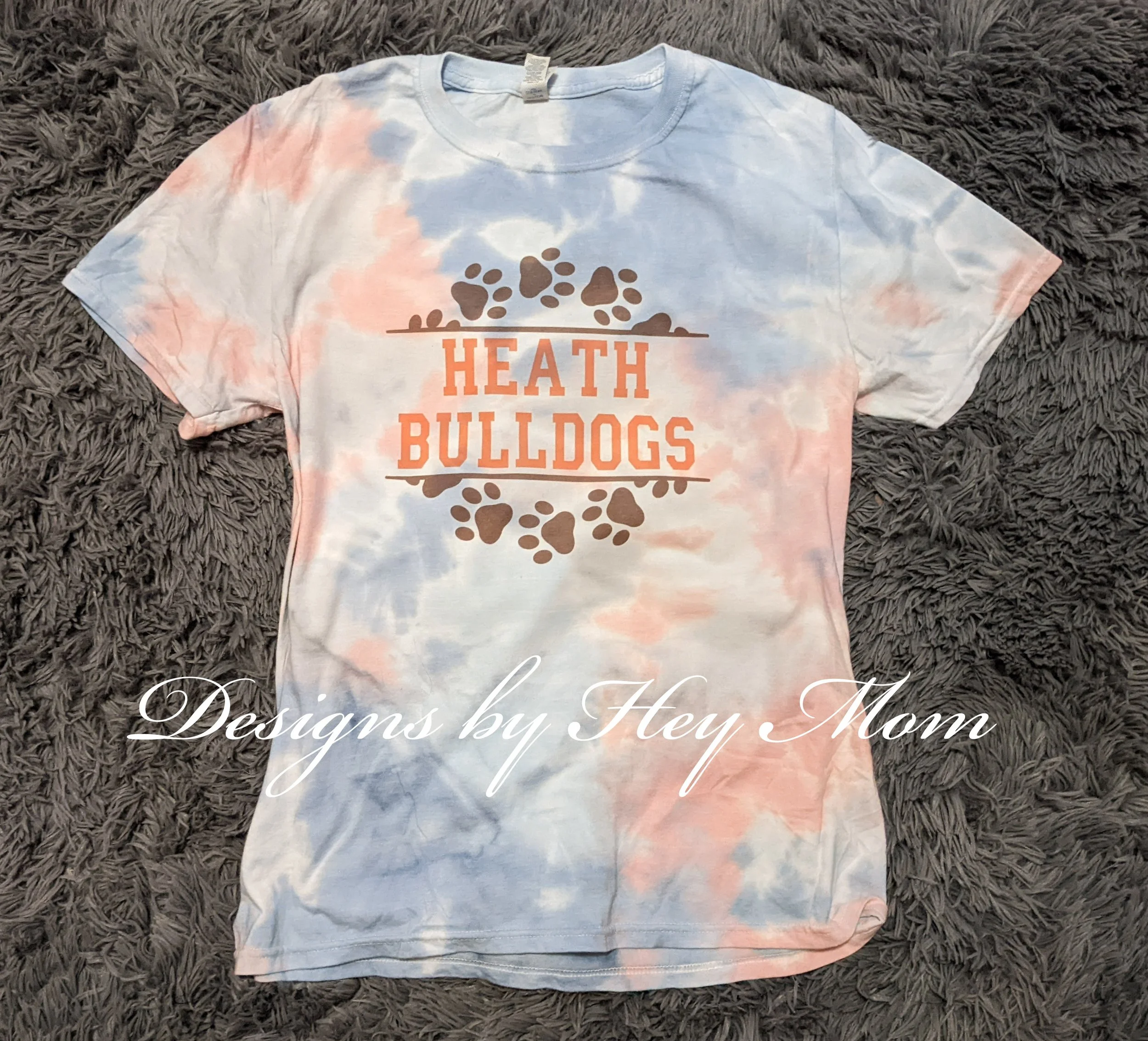 Heath Bulldogs Paw Print Tie Dye Tshirt — Designs by Hey Mom