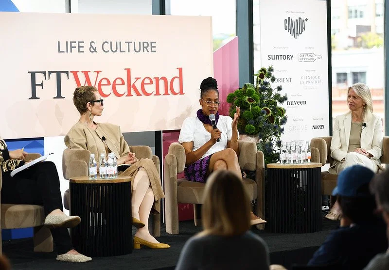 Panel discussion on the role of arts in fostering a healthy society, with writer Enuma Okoro, artist Carol Bove and Director and CEO of the Guggenheim Museum, Mariet Westermann, New York, June 2026