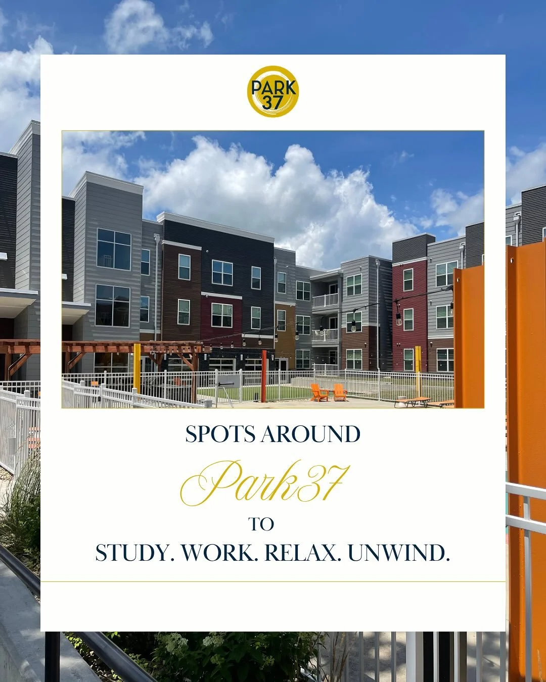 Comment your go-to spot down below! ⬇️✨

Park37 has so many spots for studying, working, hanging out with friends, relaxing, and more! ⭐️📚

#virginiatech #hokies #park37 #summer #productivity #apartment #studenthousing