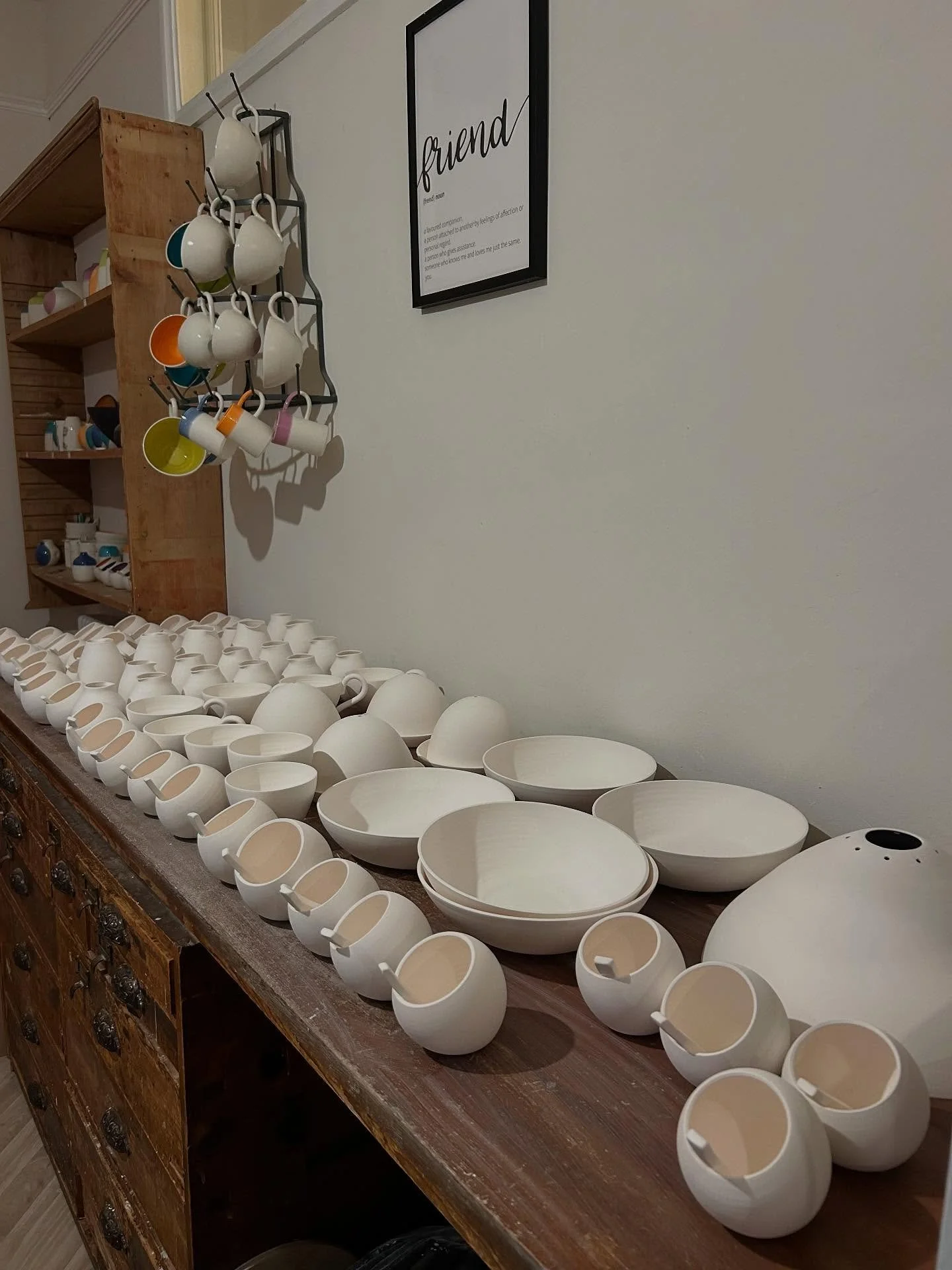 Today I have spent my day outside sanding this batch of work. 

I need to get the orders out in the post next week, so there was no choice but to don my hat and scarf and head out to sand them, ready to start glazing tomorrow.

I can&rsquo;t complain