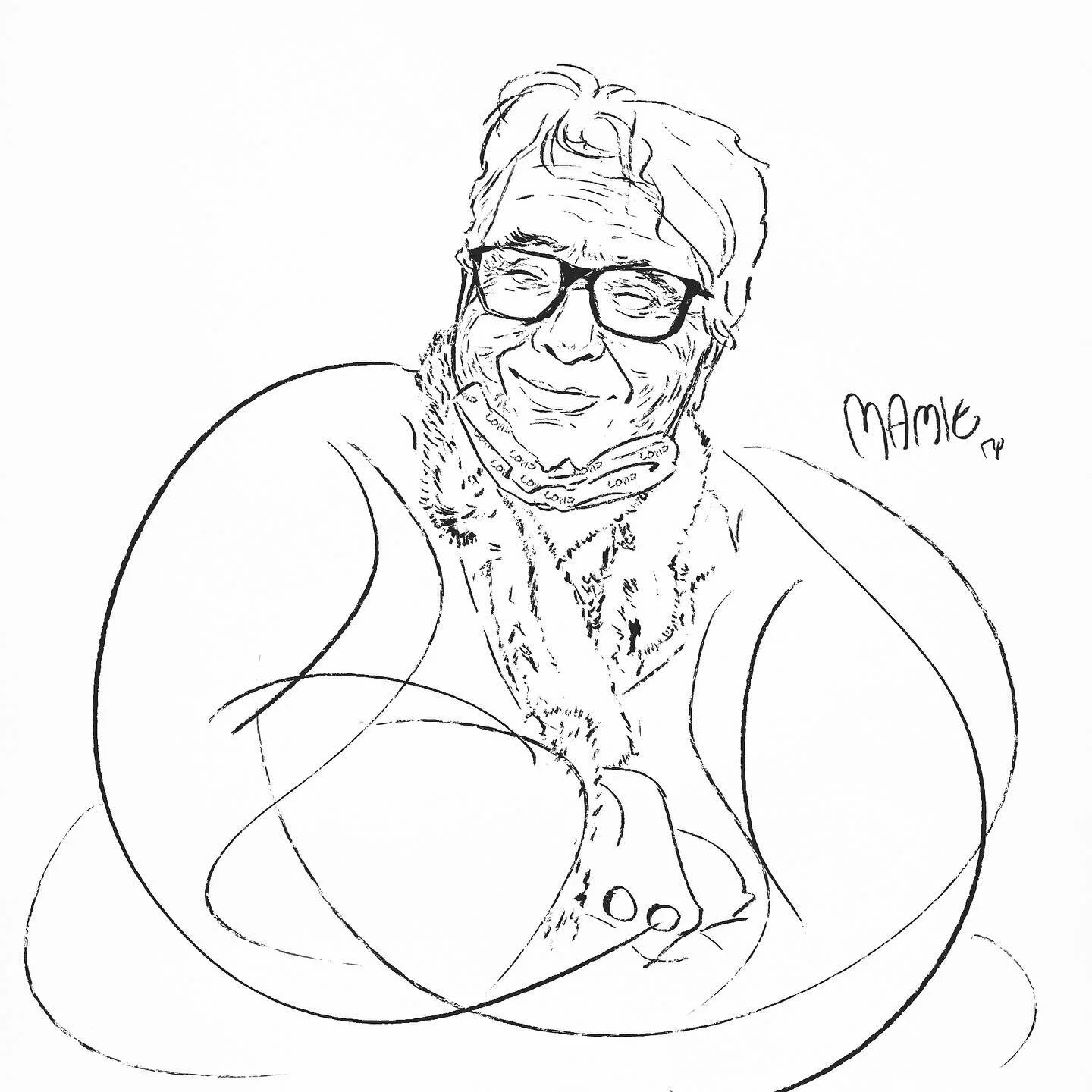 &ldquo;Mamie Francoise&rdquo;, my grandmother (81). I asked her to take off the mask for a moment, so I can do a quick sketch while waiting for coffee. I miss France and my family there. Bisous Mamie et à la prochaine!