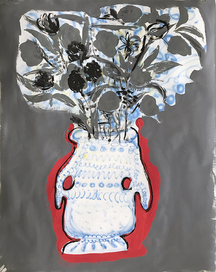 Ember Moon, Acrylic and Ink on Paper, 50x38.25 inches, 2018