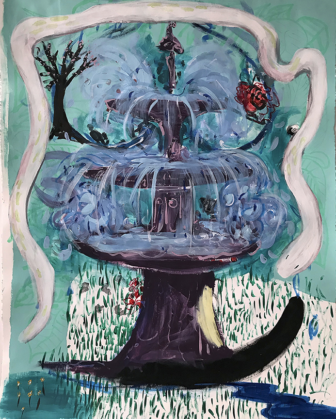Where Flowers of Evil Grow, Acrylic and Ink on Paper, 50x38.25 inches, 2019