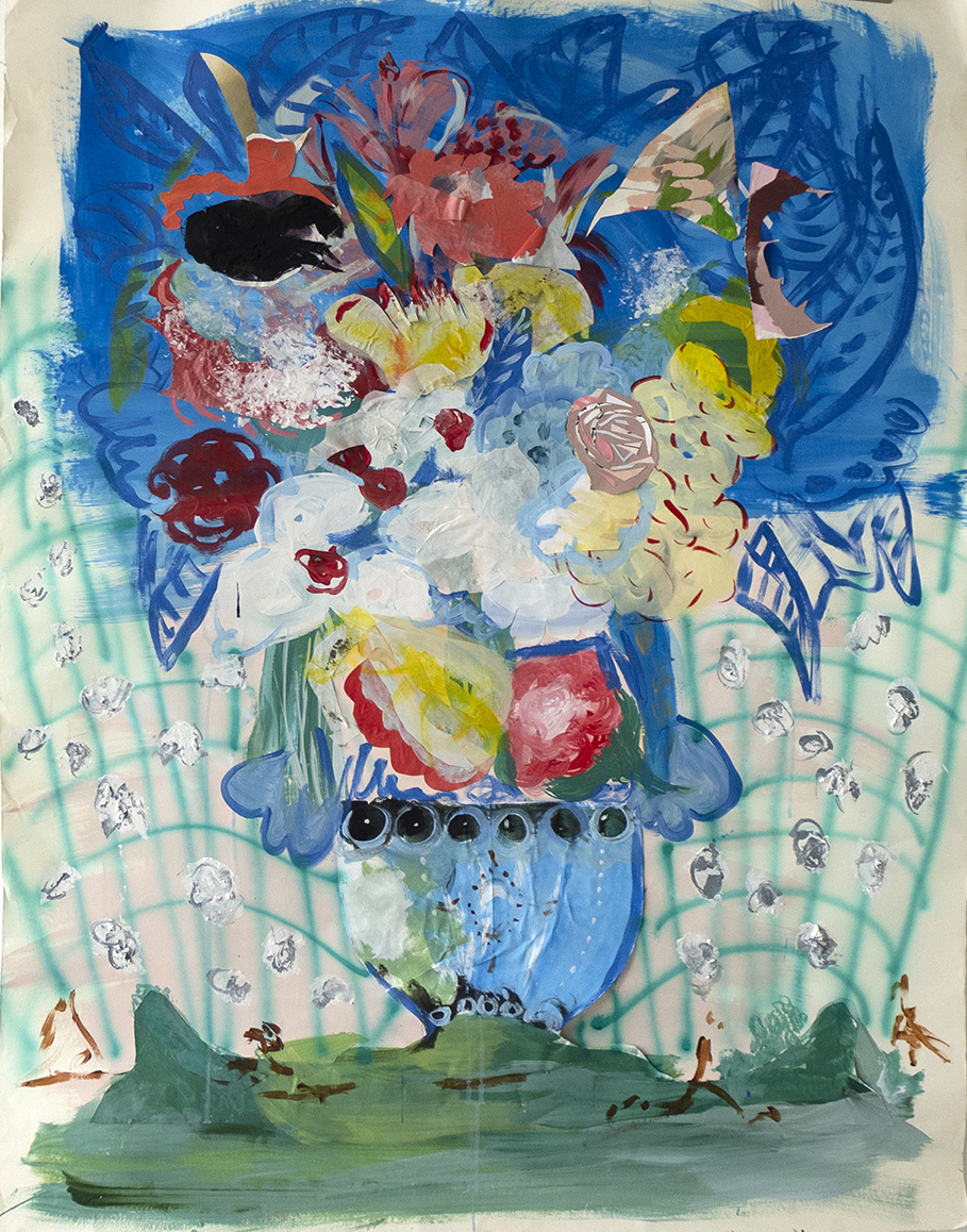 Garden Entrance, 58x42 inches, Acrylic, Ink and cut paper on paper, 2018