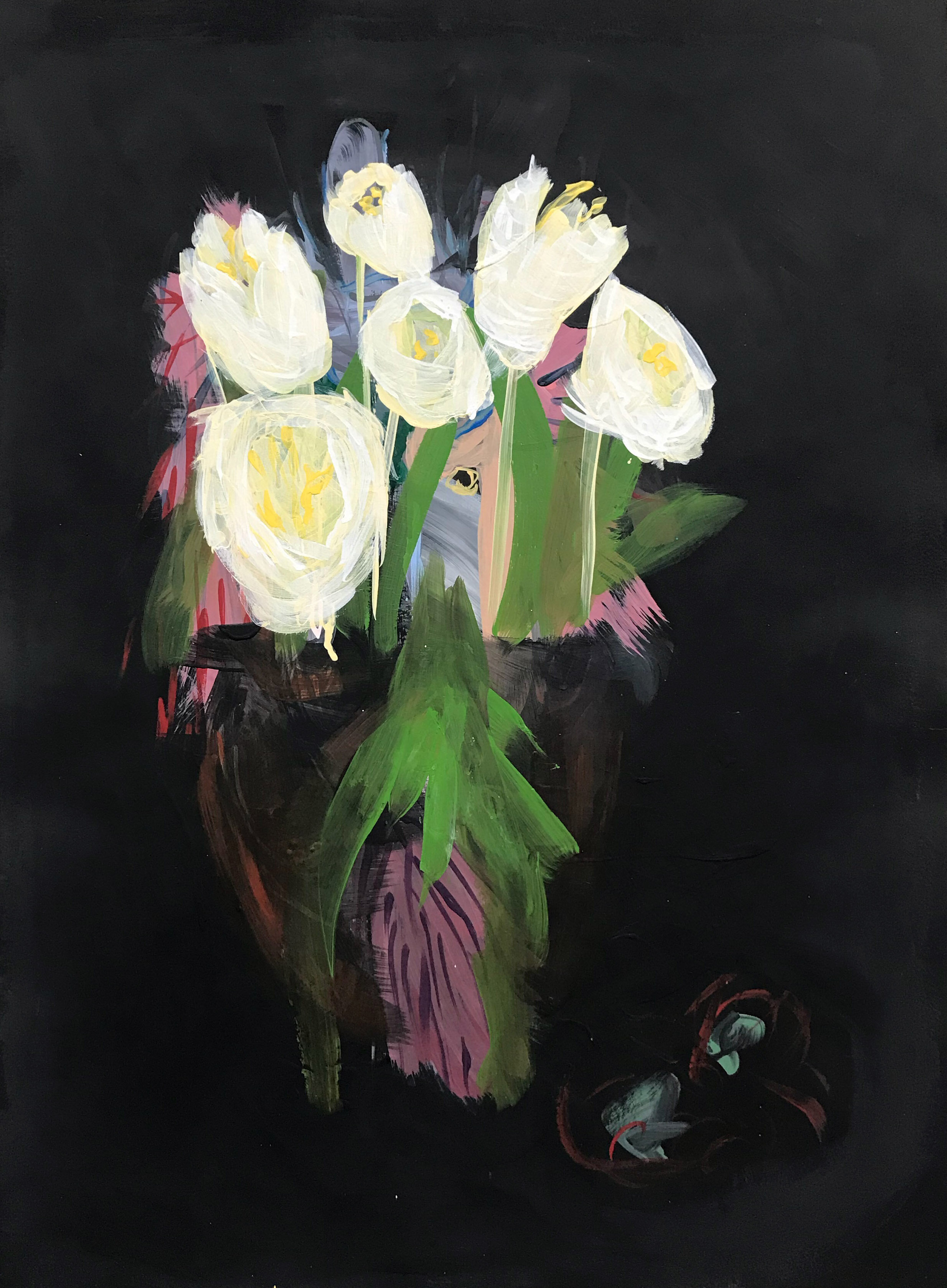 Tulips, Acrylic on Paper, 30x22 inches, 2017