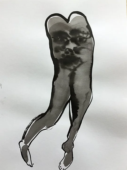 Dancing Baubo, Ink on Paper, 12x9 inches, 2021