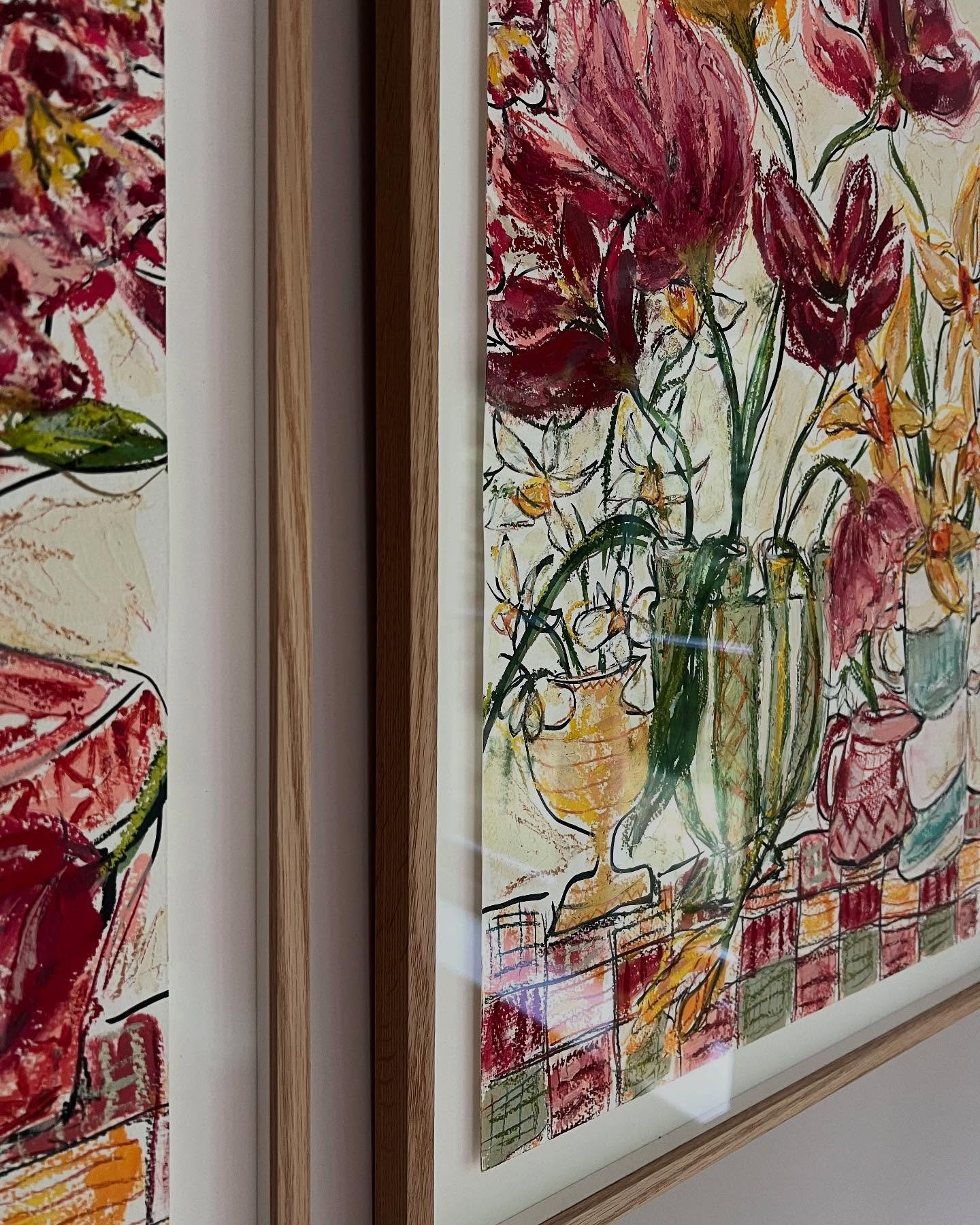 A few favourites from my camera roll of these joyful florals by Rachel Bottomley. These four paintings were actually painted as diptychs (arty-speak for pairs!) and look so sophisticated hung just slightly separated (scroll to see them on the walls h