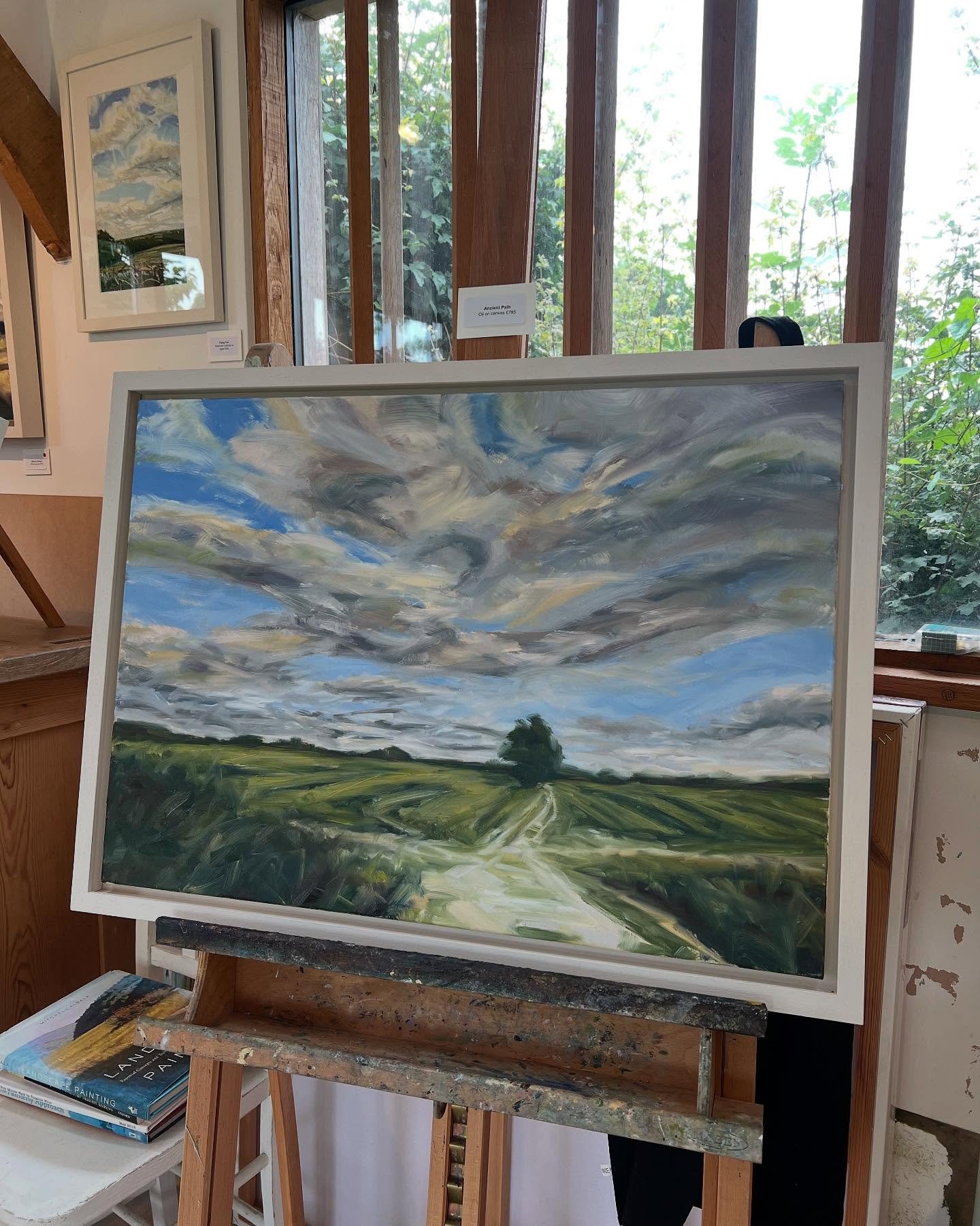 My first studio visit in a while and this one was a treat! Returning to see local artist Suzanne Winn in her peaceful garden studio I was greeted by her latest expressive skyscapes, pastel and charcoal drawings of the local lanes in winter and new pa