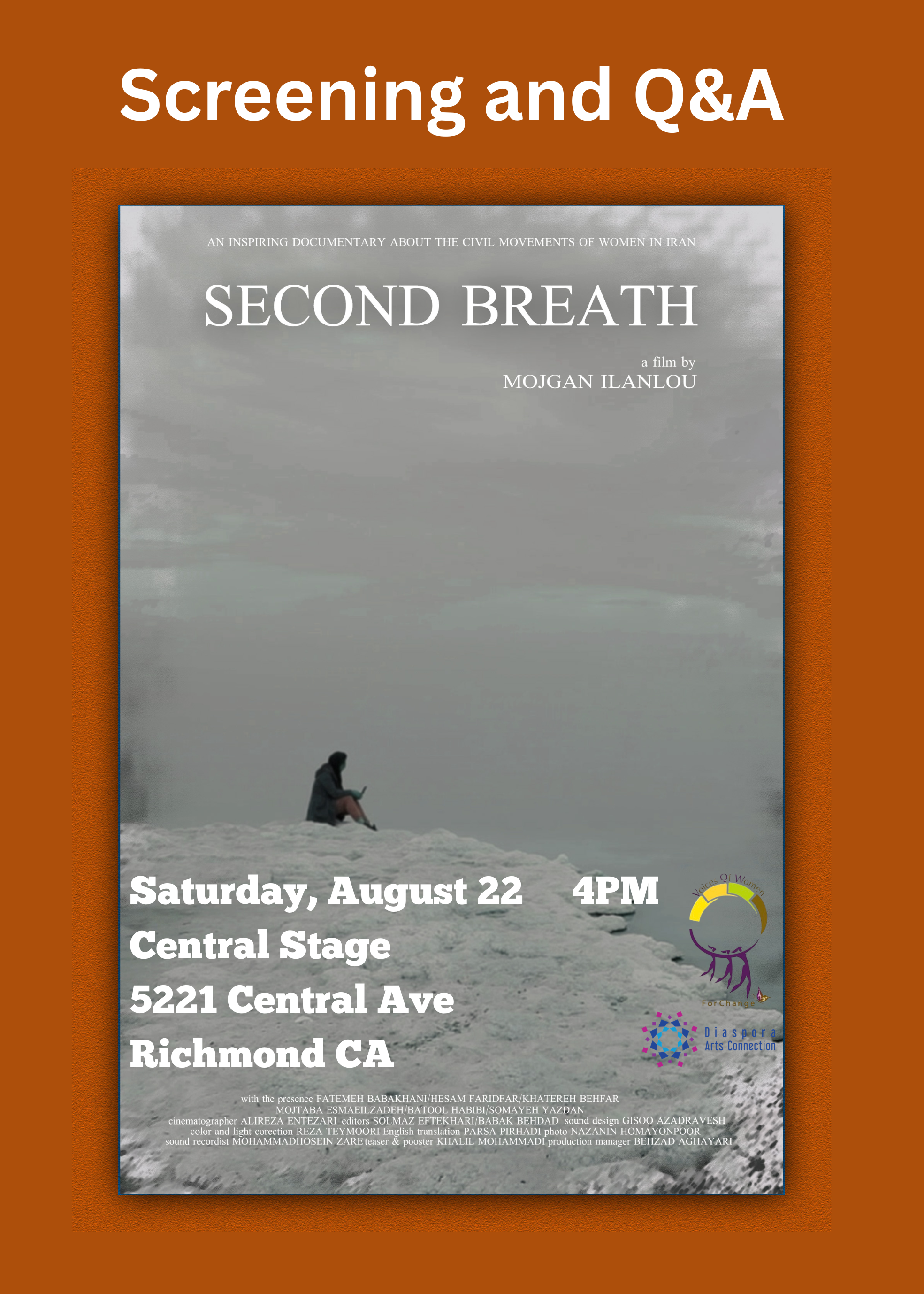 "Second Breath" (Nafas-e Dovvom) Screening + Q&A with Mojgan Ilanlou