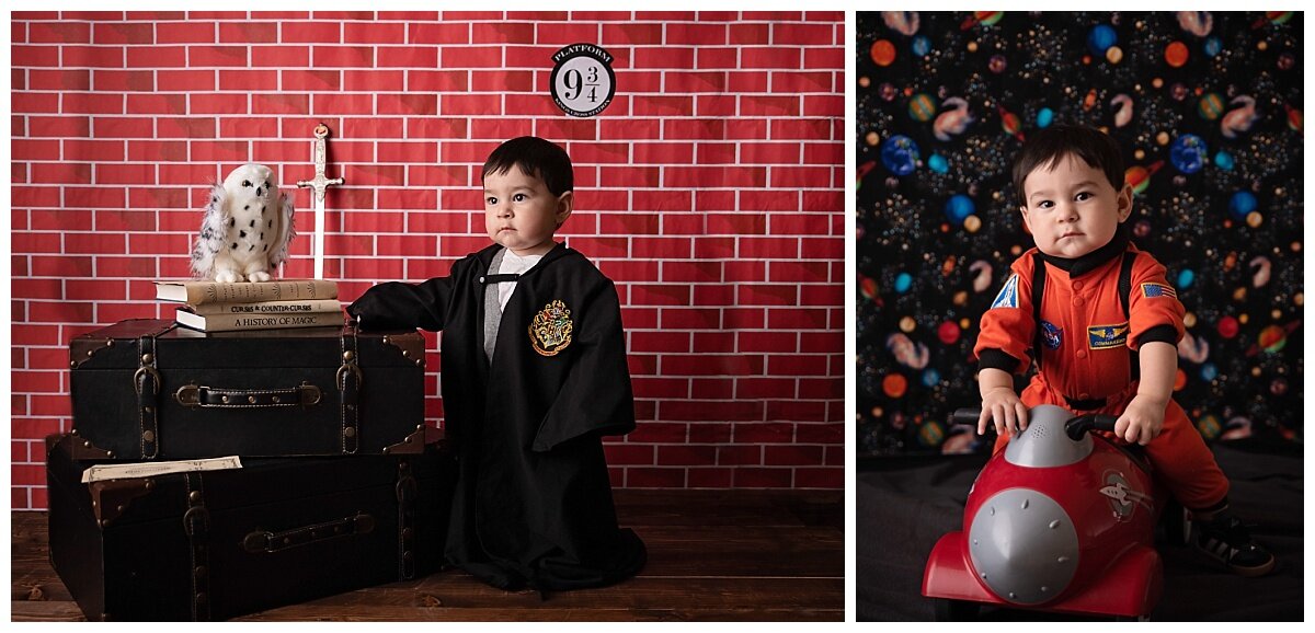 Harry Potter and Space themed one year portraits. 