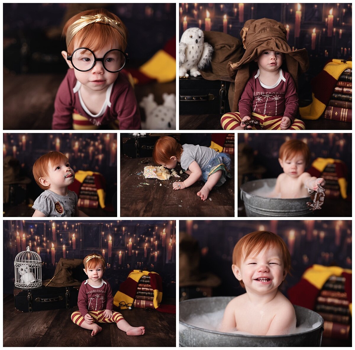 Harry Potter themed cake smash for little girl. 