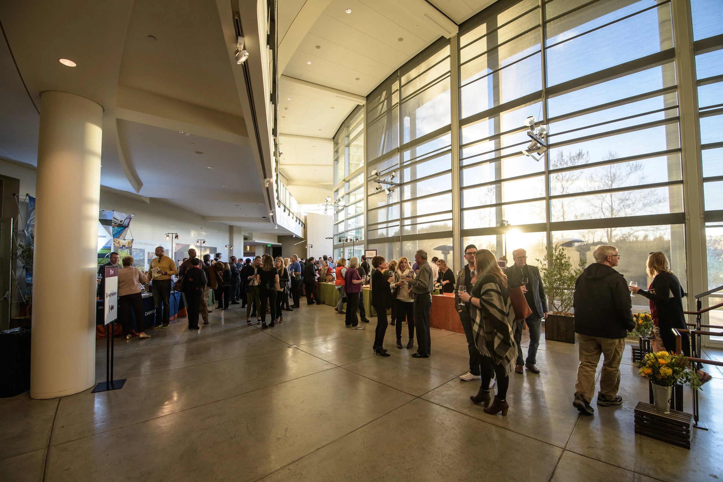A networking break in the first floor foyer