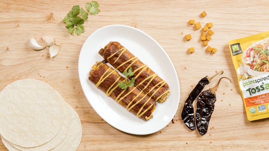 Vegan Enchiladas with Tofu, Black Beans, and Zucchini