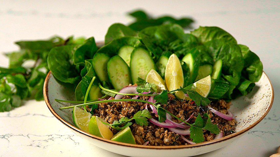 Mushroom and Chicken Larb