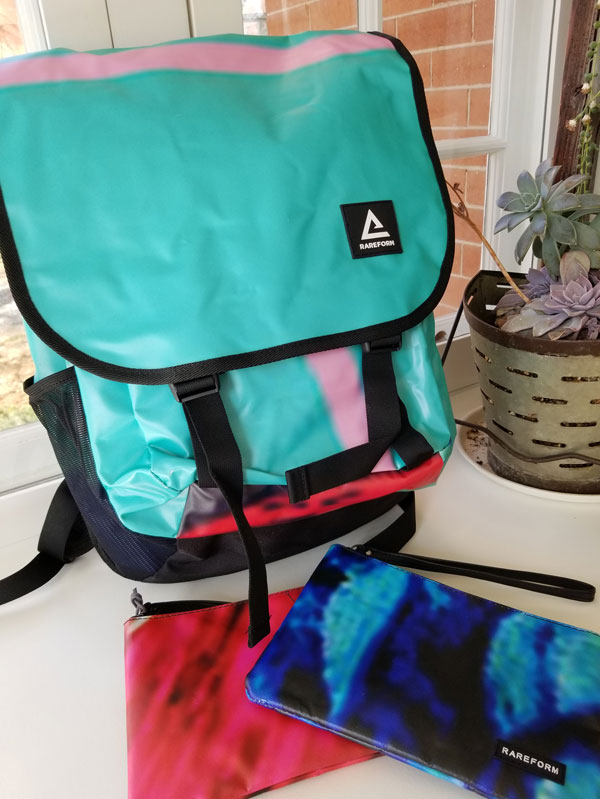 recycled billboard backpack
