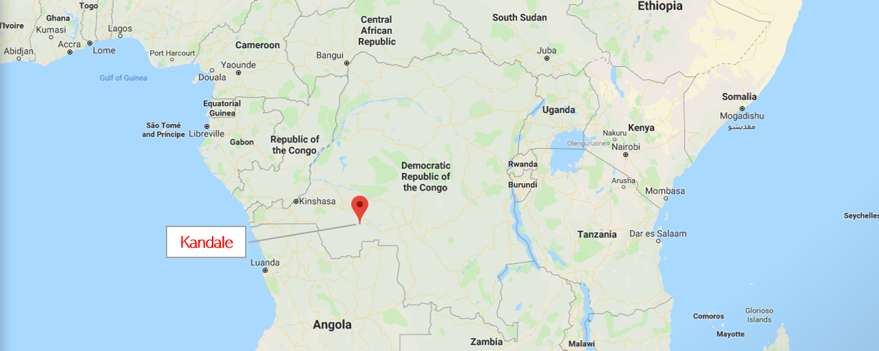 Nearest cities: Gungu (30 miles), Kikwit (150 miles). Kinshasa, the nation’s capital, is 500 miles from Kandale.
