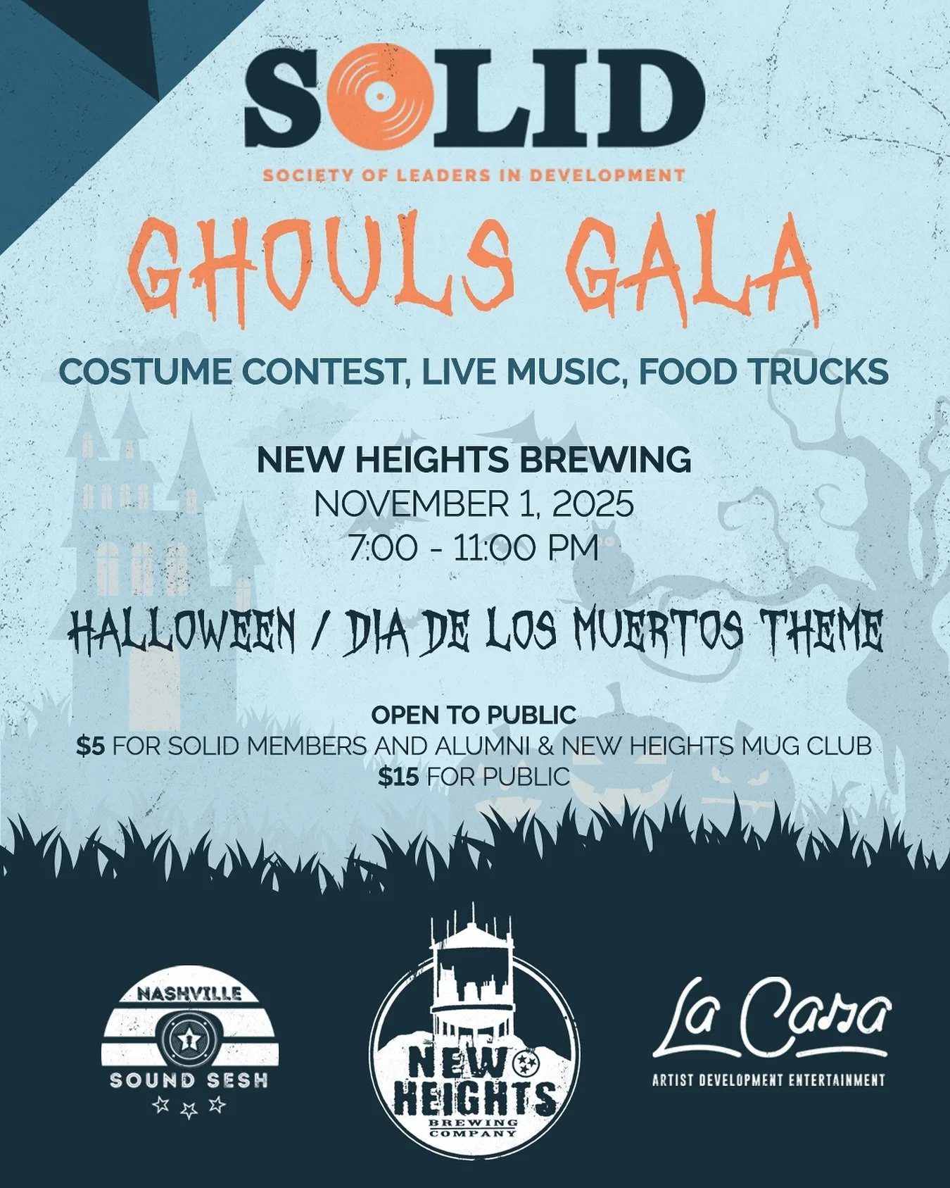 It&rsquo;s SPOOKY season and SOLID is hosting our first-ever Halloween x D&iacute;a De Los Muertos: Ghouls Gala on Saturday, Nov. 1 at @newheightsbrewing 👻🍻 

Celebrate the season with tacos, live music, a DJ, plus a costume contest with hot prizes