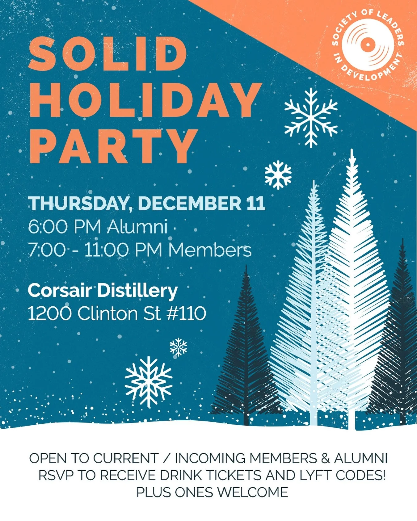 It&rsquo;s the most wonderful time of the year! 🎄✨ Join us December 11 at @corsairdistillery as we toast to another amazing year. Alumni, current, and incoming members &mdash; come celebrate with festive cocktails, delicious bites, photos, and award