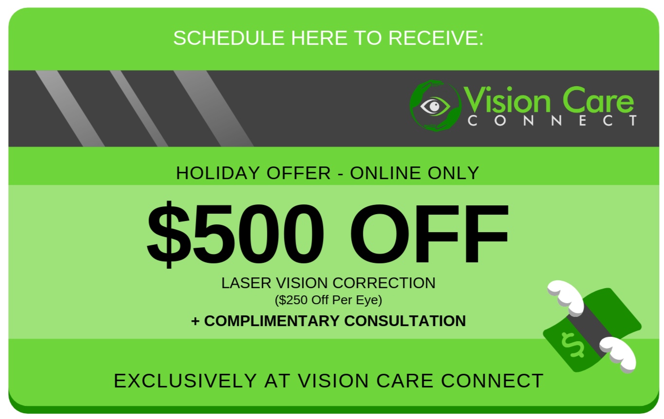 One voucher per person. Cannot be combined with other offers, coupons or promotions. Voucher must be present at initial consultation and may not be added afterwards. Complimentary consultation is valid for elective procedure consultations only. $500 off is for bilateral surgery ($250 per eye).