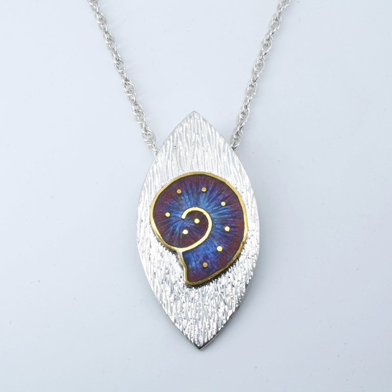 Ammonite Necklace on chain - Fine gold, fine silver, sterling silver