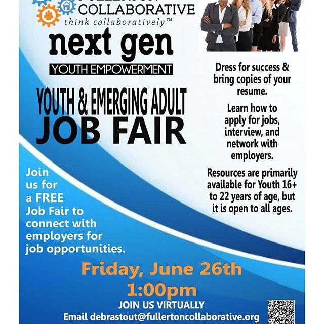 Know a teen or emerging adult looking for job experience? Next Friday is our virtual job fair.