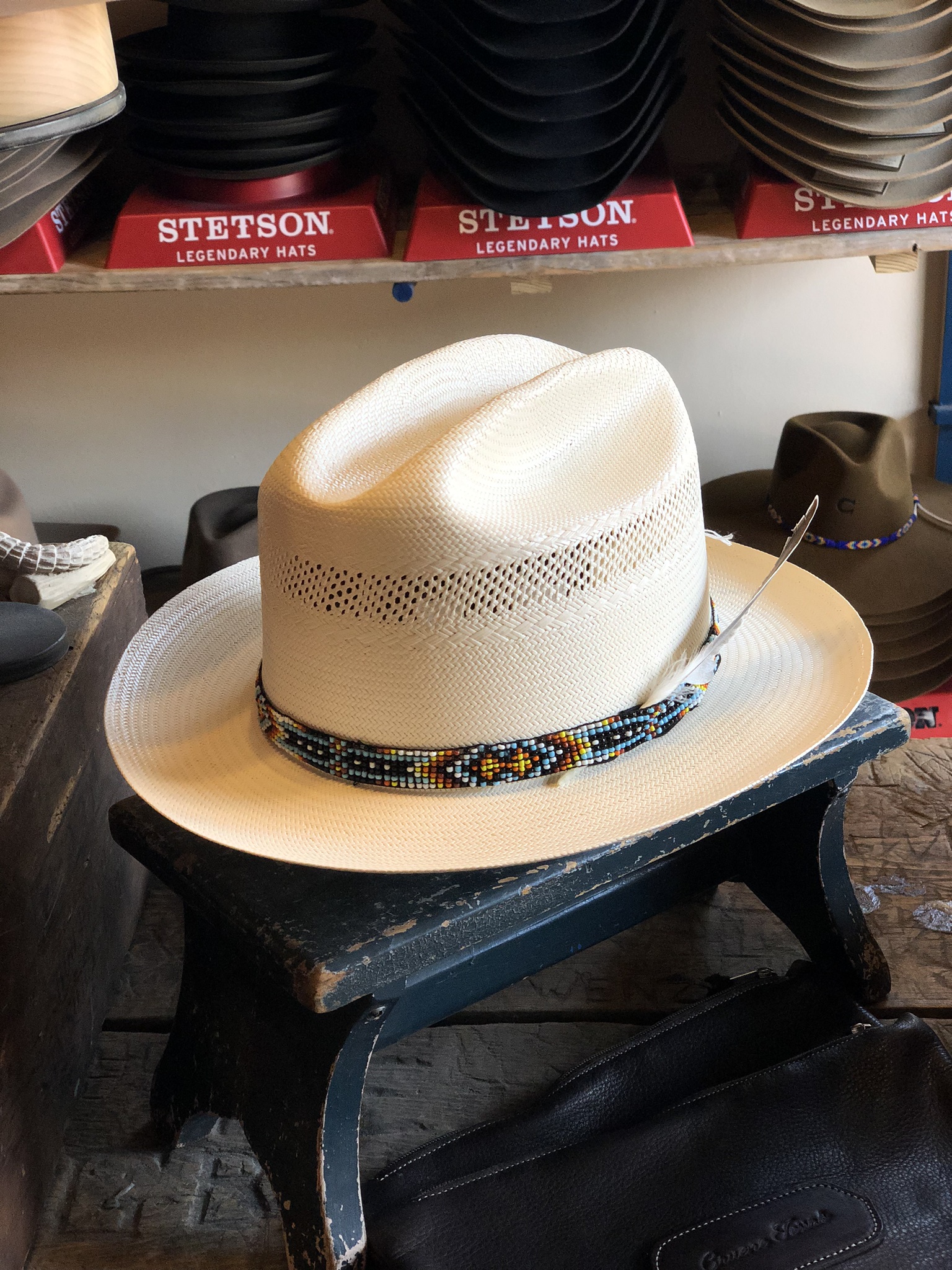 Custom Hat Band with Feathers Bandana Bling Rhinestone Concho Succulen