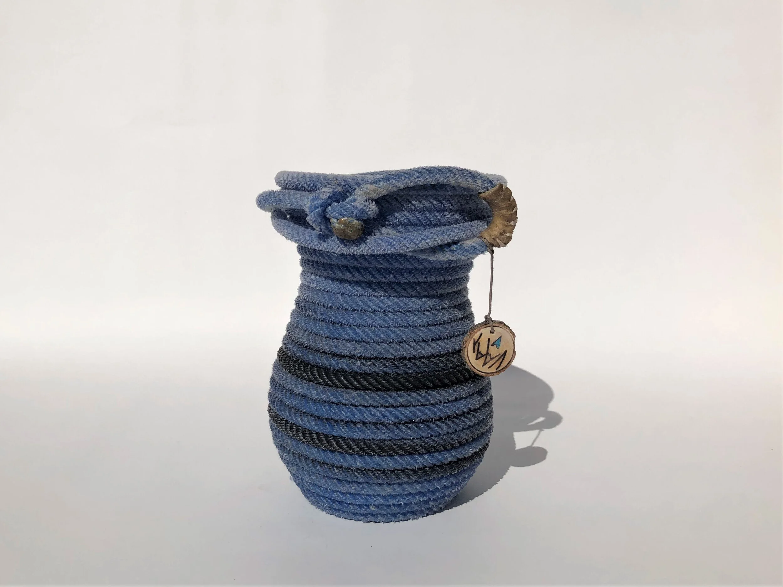 Large Blue Rope Hourglass Vase