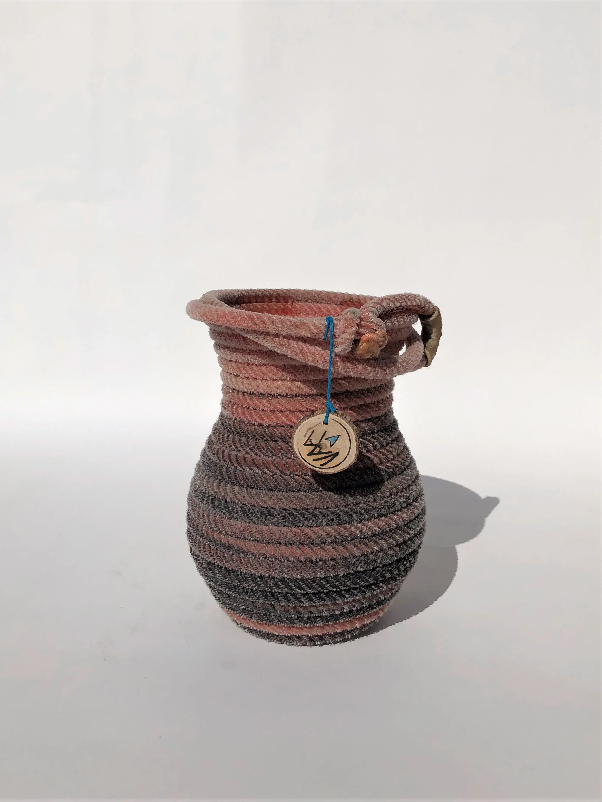 Large Red Rope Hourglass Vase