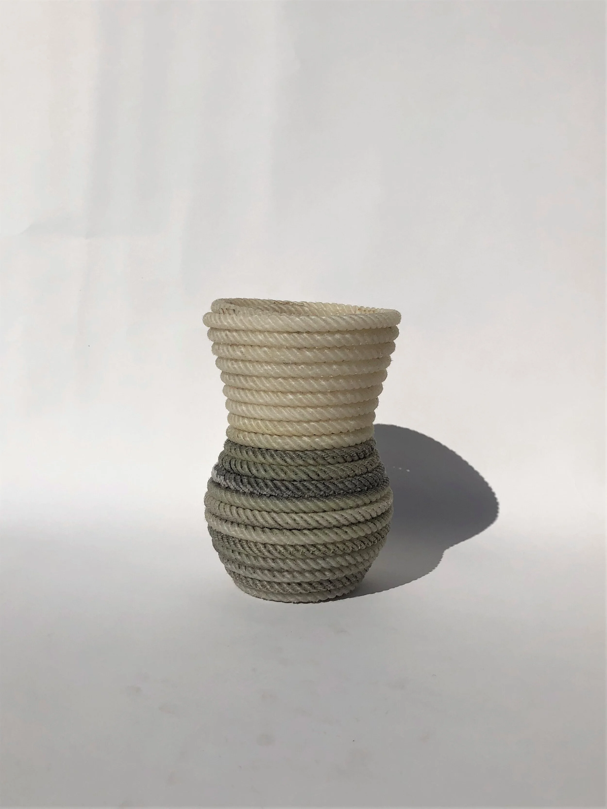Medium White Gray Rope Hourglass Vase