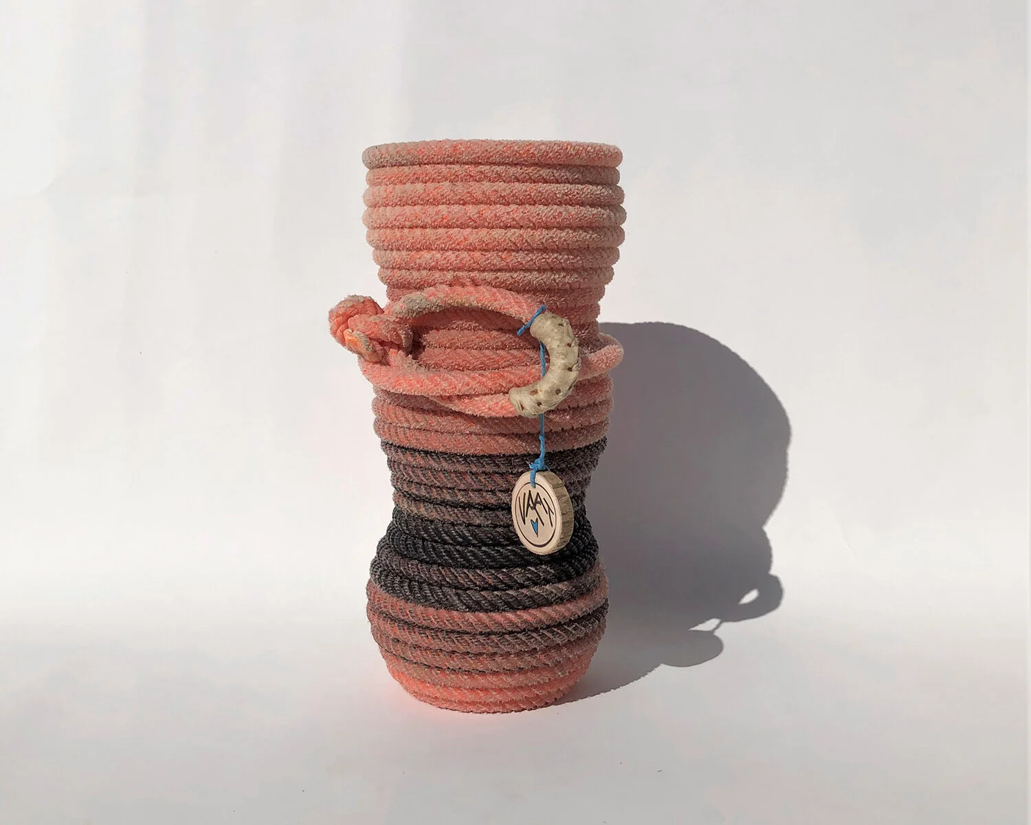 Large Pink Rope Wine Bottle Holder 2