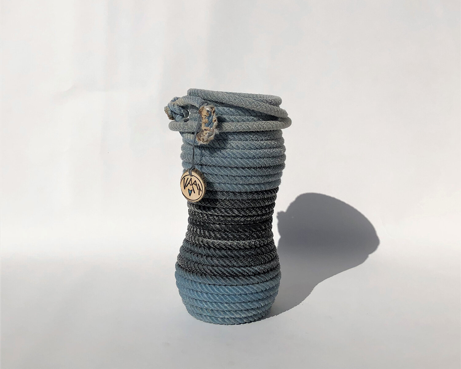 Large Blue Rope Wine Bottle Holder 6