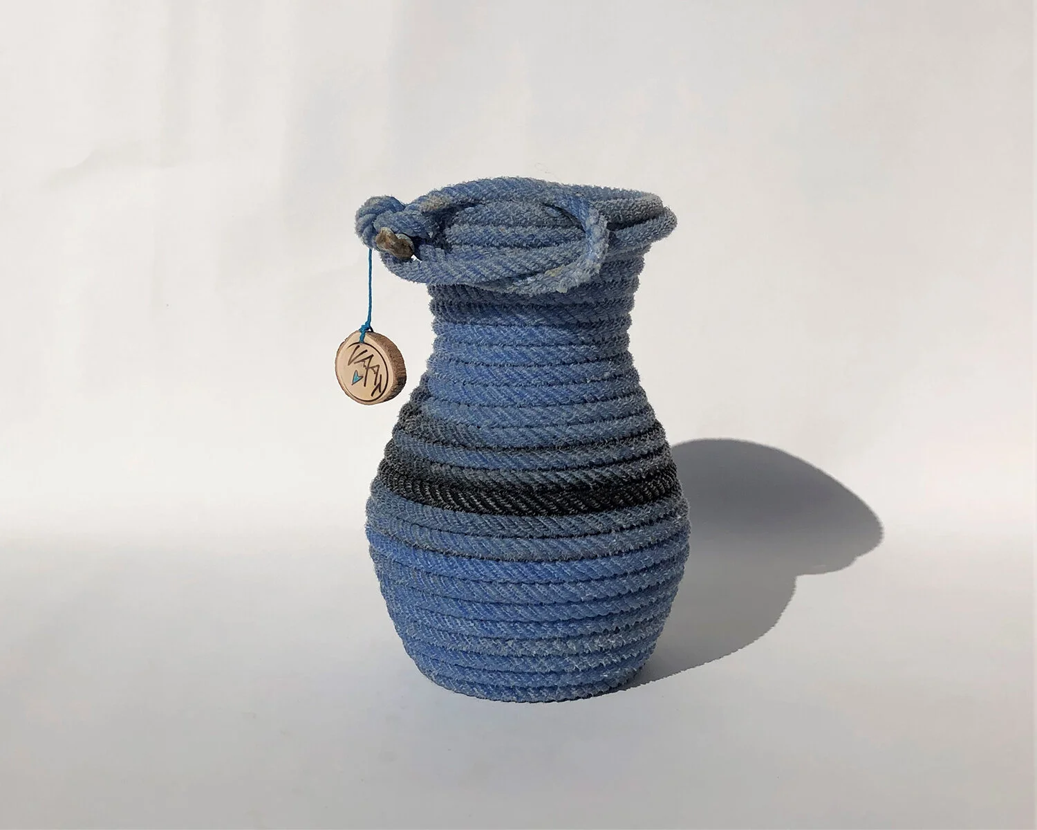 Large Blue Rope Wine Bottle Holder 5