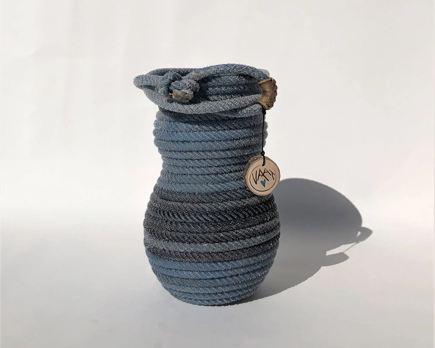 Large Blue Rope Wine Bottle Holder 3