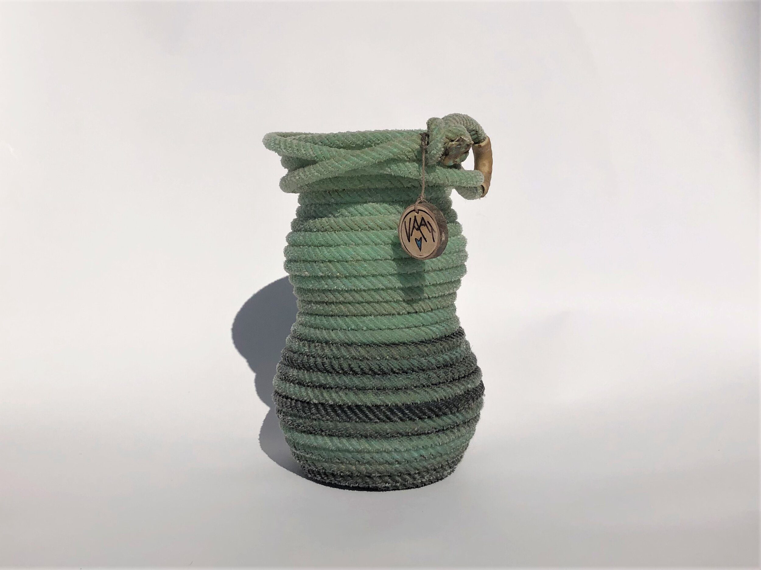 Large Aqua Blue Rope Wine Bottle Holder 3