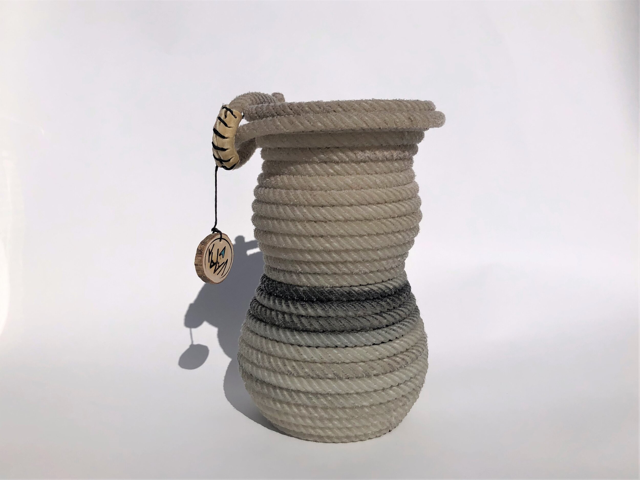 Large Gray Rope Wine Bottle Holder 3