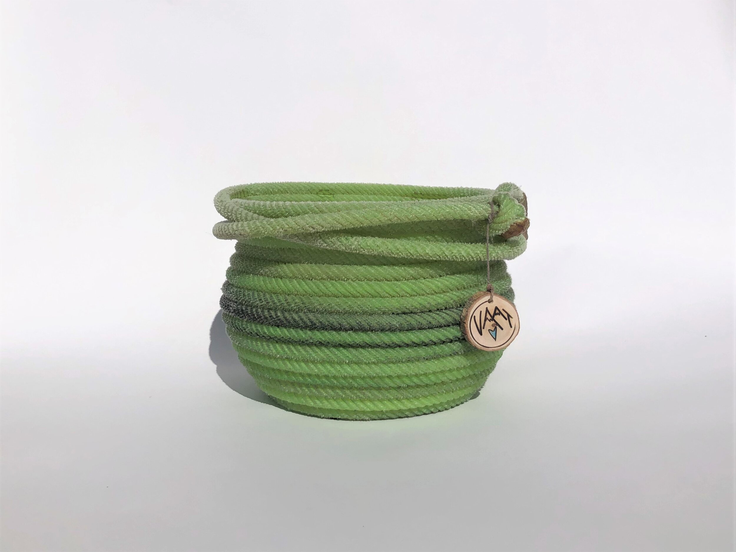 Large Lime Green Rope Potbelly Vase 3