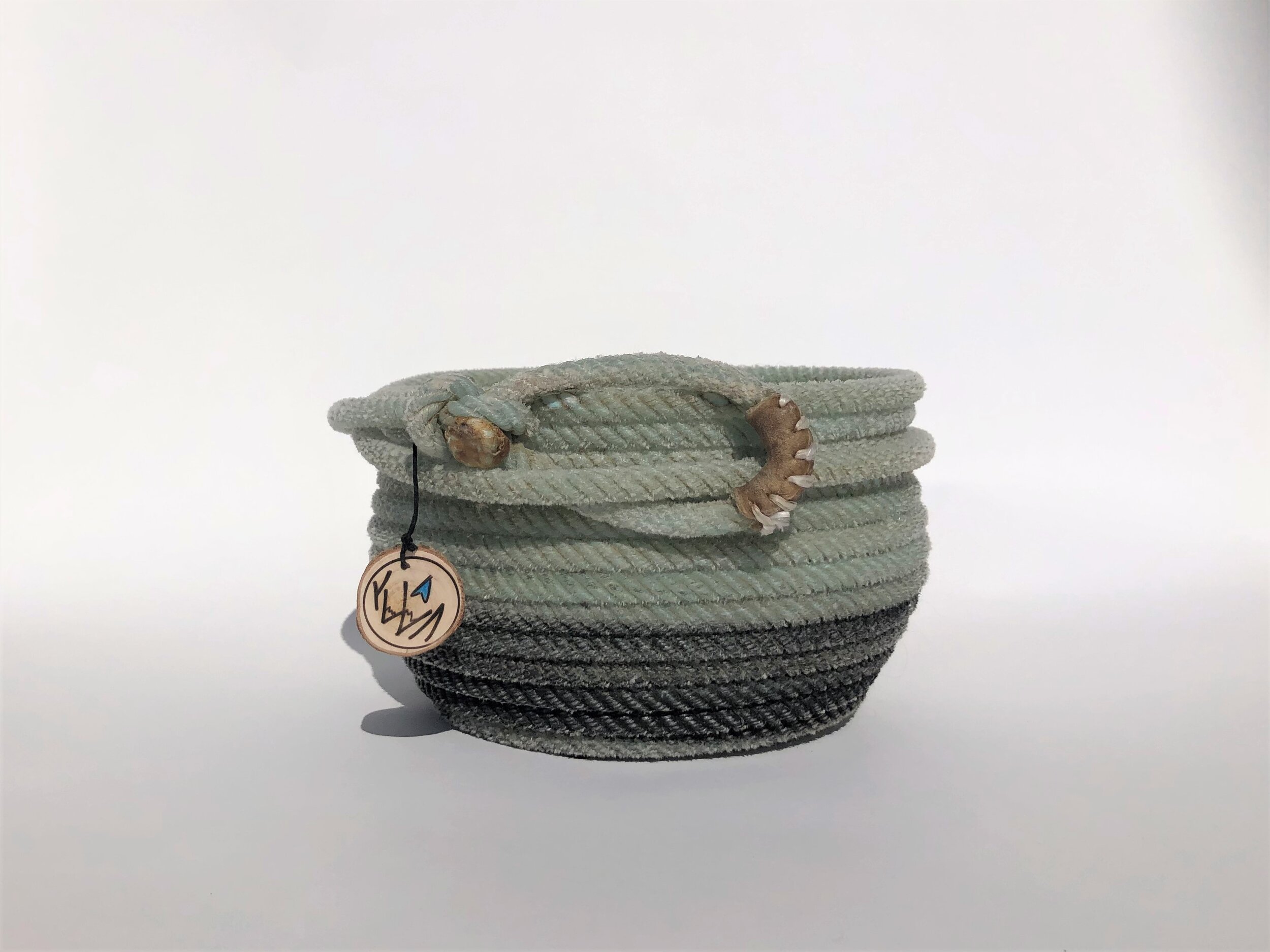 Large Light Blue Rope Potbelly Bowl 3